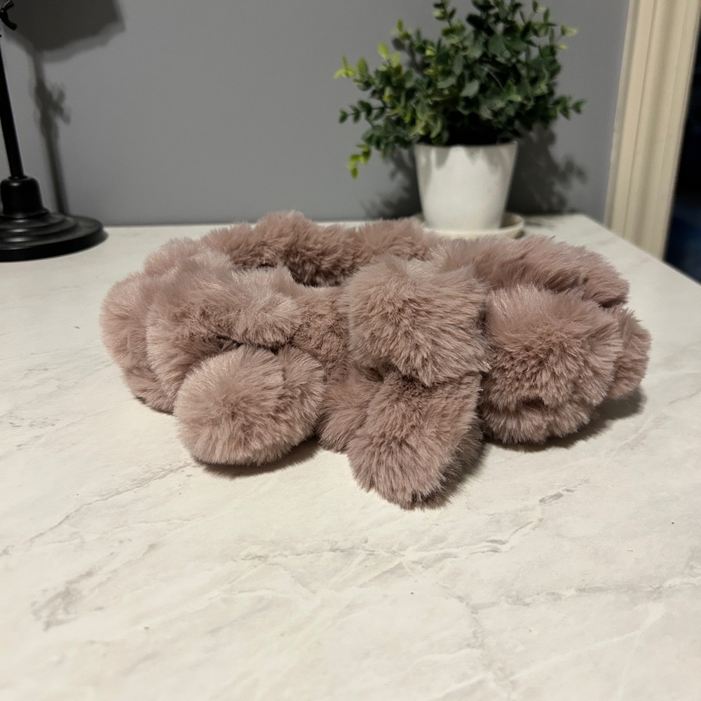 Elegant Mauve Faux Mink Headband with Bow